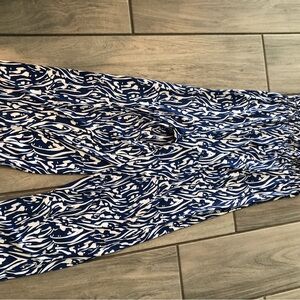 BCBG Navy and White Wide-Leg Printed Jumpsuit Pants